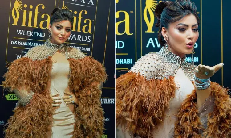 IIFA 2023 Day 2 | Urvashi Rautela Carries Brown Feathers Look From Cannes To IIFA, Steals The Show In Atelier Zuhra Couture