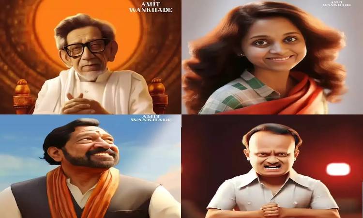 Whimsical AI Artistry | Disney-Style Cartoon Portrayals of Maharashtra's Political Leaders