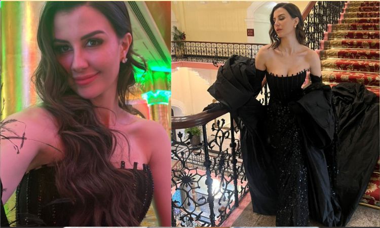 Giorgia Andriani | Giorgia Andriani Looks Magnificent In Manish Malhotra's Black Strapless Dress As She Celebrates Italian National Day - Check Now