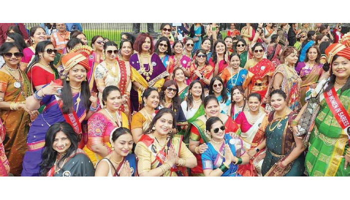 Pune News | Marathi culture showcased in England! 50 women from Maharashtra take part in saree walkathon